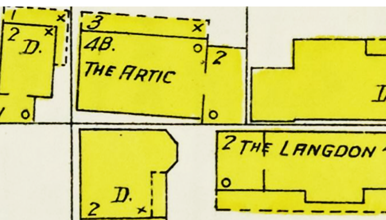 1905 Sanborn Fire Insurance Map showing The Langdon