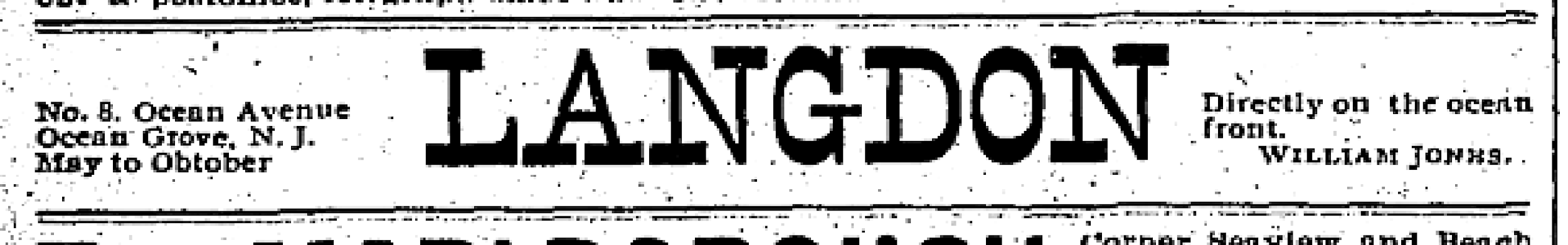 1912 newspaper advertisement for The Langdon under William Jones