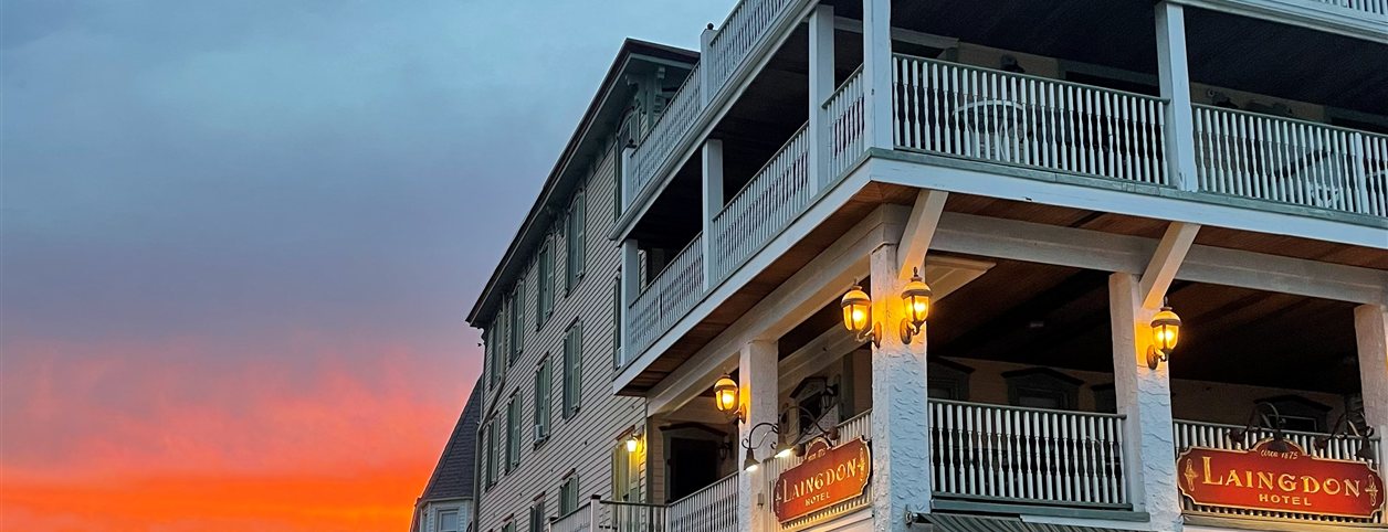 The Laingdon Hotel at sunset in Ocean Grove, NJ